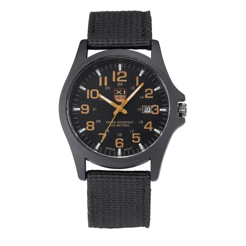 XINEW Mens Nylon Band Quartz Sports Watch With Date Display Casual Everyday Timepiece