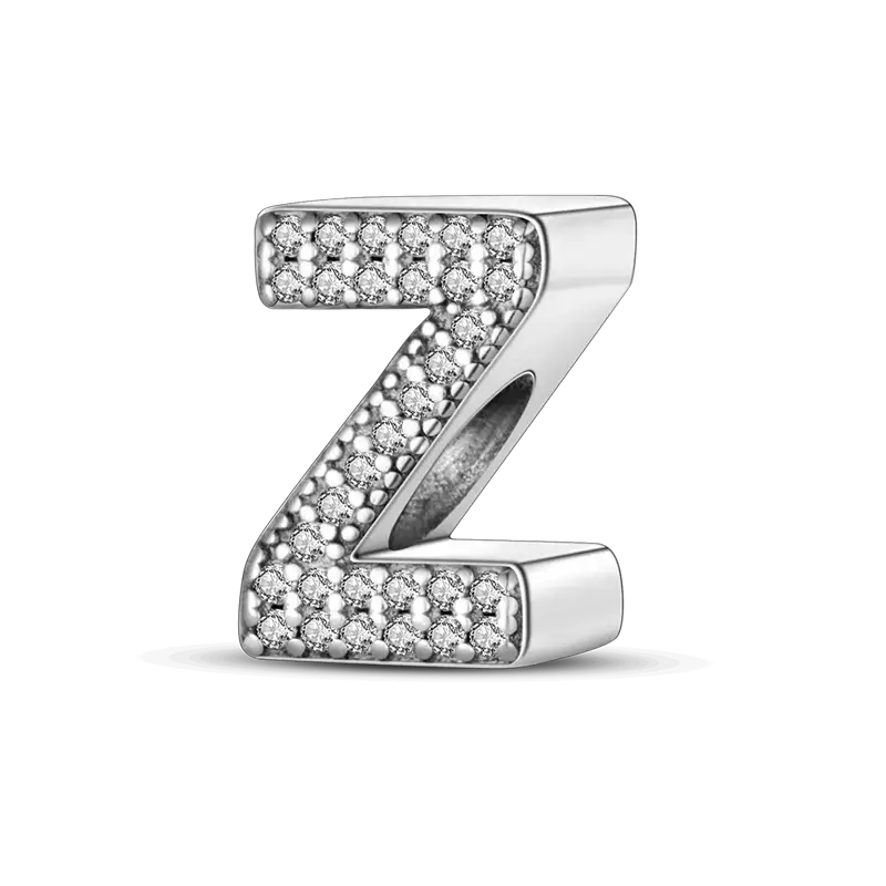 Z-shaped sterling silver bangle encrusted with pavé CZ stones