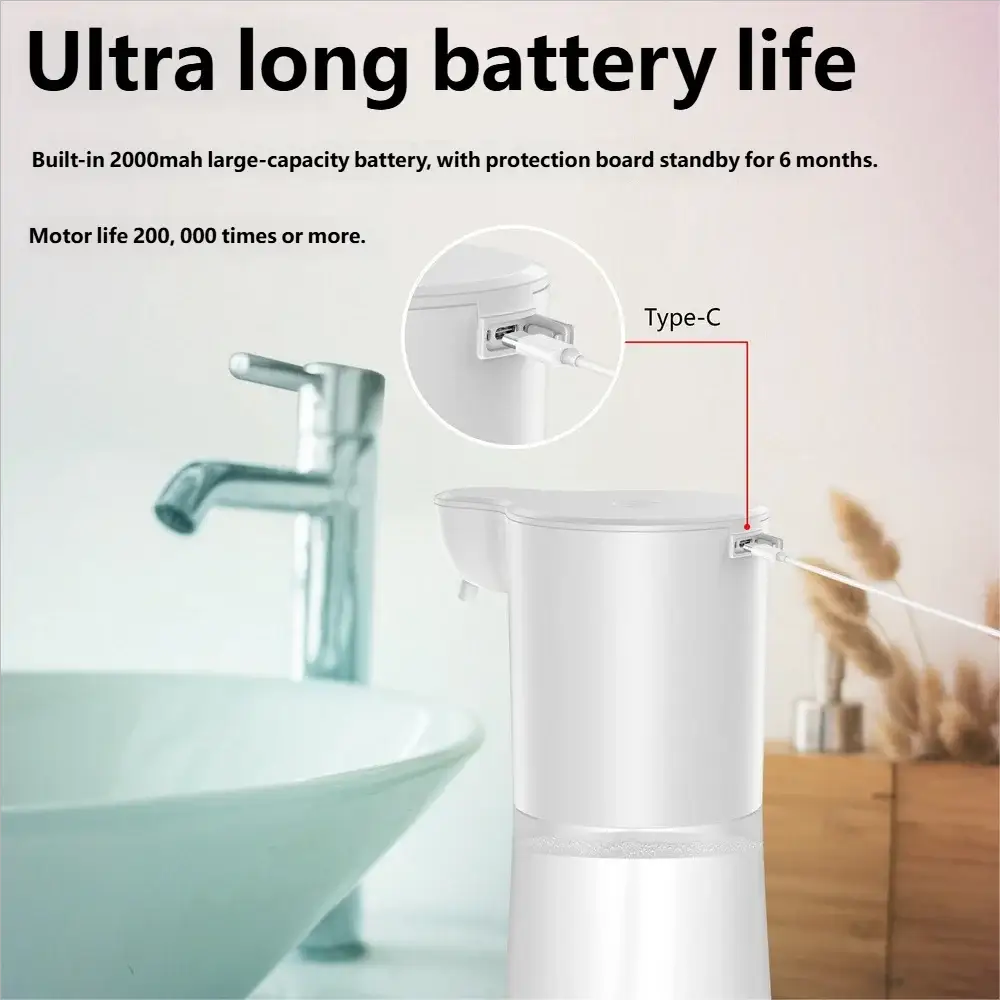 HOMEFISH smart sensor automatic soap dispenser, 350ml, USB-C charging, contactless foam