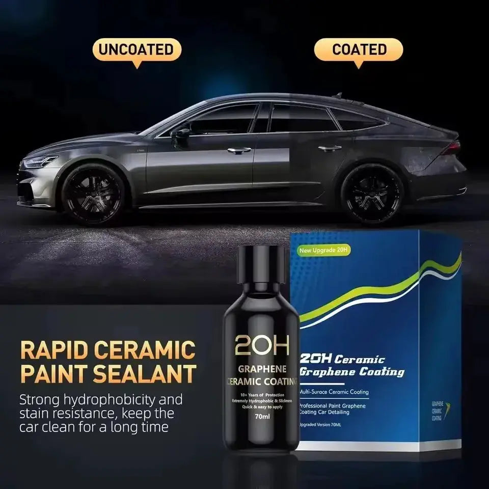 Graphene Ceramic Coating 20H by Simples Market bottle and box for gray car detailing