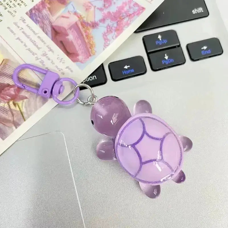 Glow In The Dark Turtle Keychain For Women And Girls Backpack Pendant Colorful Tortoise Keyring Gift