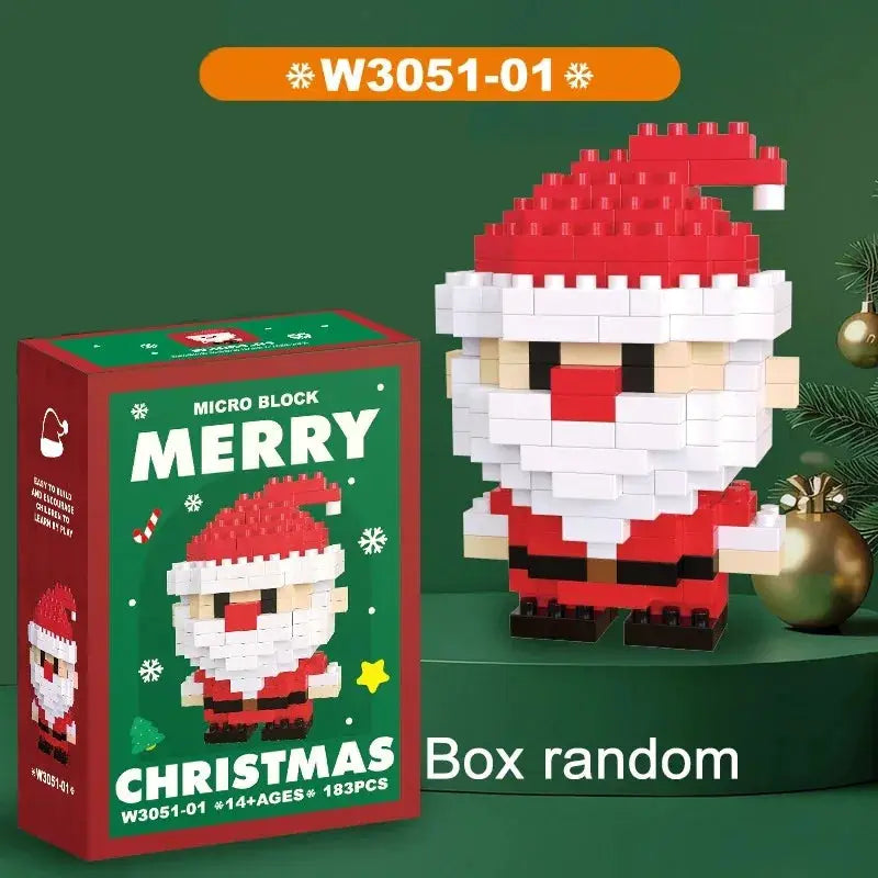 Christmas Micro Building Block Set Santa Claus and Reindeer Puzzle Table Decor for Kids and Adults