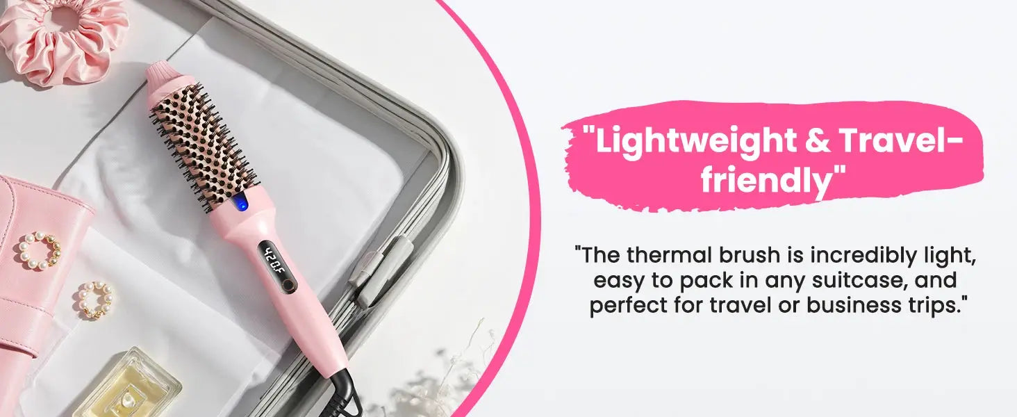 Thermal Brush Blowout Boost 1.5-inch heated round brush by Simples Market, pink, dual voltage and negative ion tech