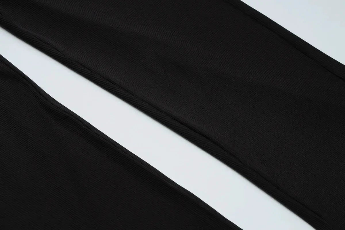 Hugcitar ribbed black bodycon jumpsuit fabric close-up by Simples Market
