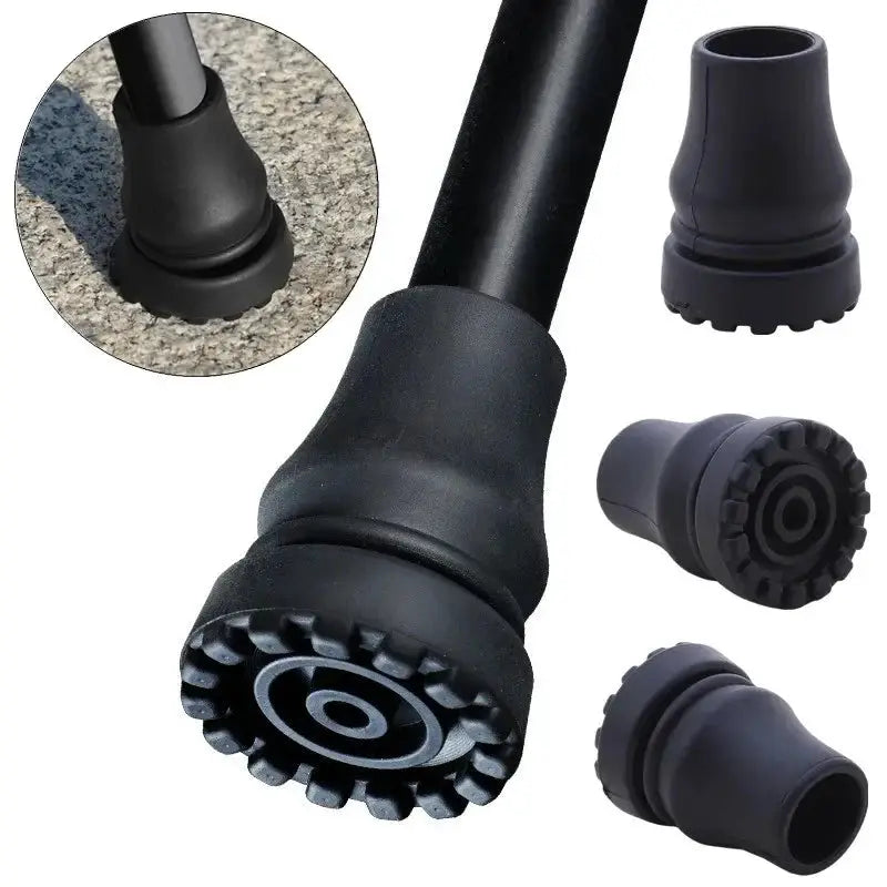 Walking stick anti-skid tips for 16–22mm, black, set of 4