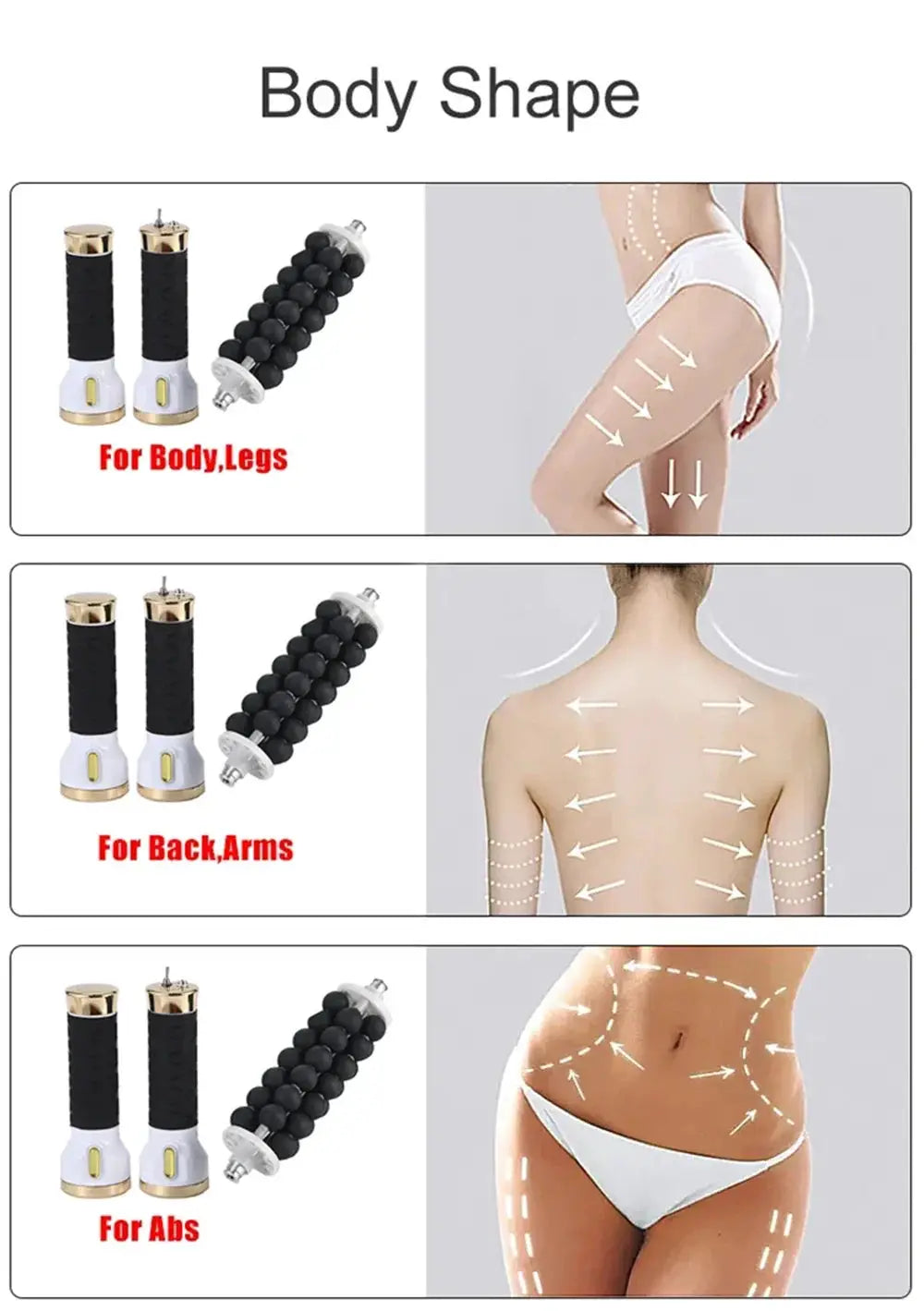 40W high-frequency rolling bead massager with dual black-grip handles and bead roller for body shaping.