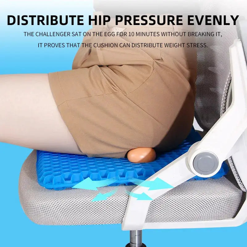 Gel Seat Cushion With Breathable Honeycomb Design For Pressure Relief Tailbone Pain Home Office Wheelchair Car