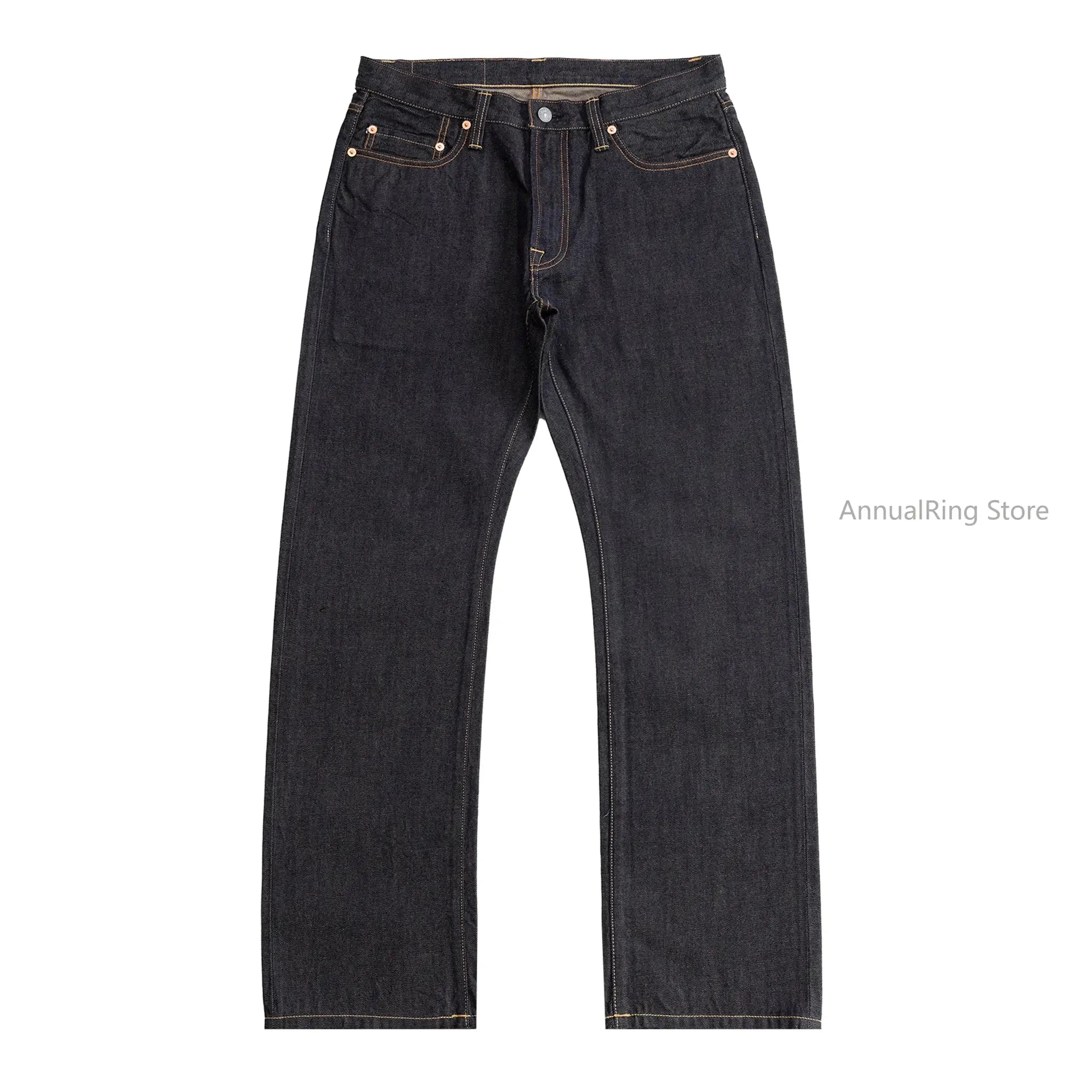 Red Tornado American Pants jeans by Simples Market; dark denim, loose straight fit with copper rivets