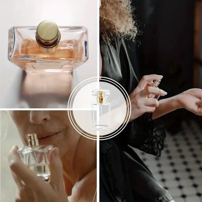 Eight 30 Milliliter Glass Perfume Bottles Refillable Clear Travel Spray Atomizers Set For Travel And Everyday Use
