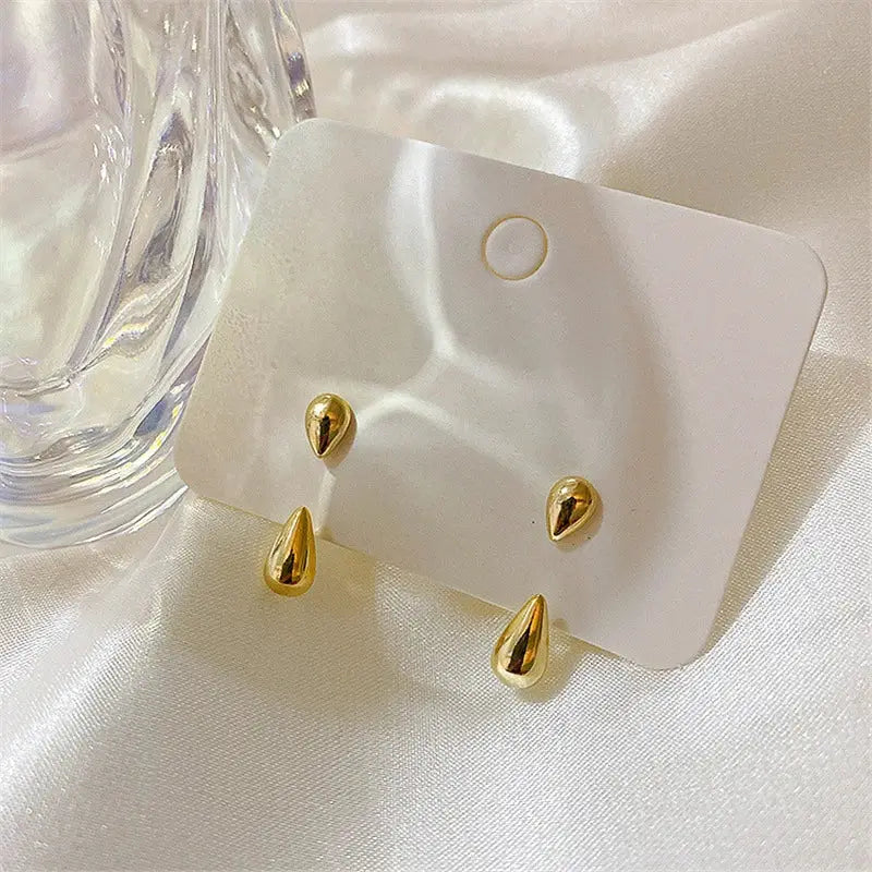 Minimalist Water Drop Earrings For Women Compact Glossy Ear Stud Fashion Jewelry Accessories