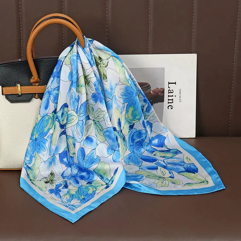 Luxe Silk Satin Square Scarf Silk Feel Finish Versatile Fashion Wrap For Shawl Hijab Neckerchief Hair Ribbon Headband