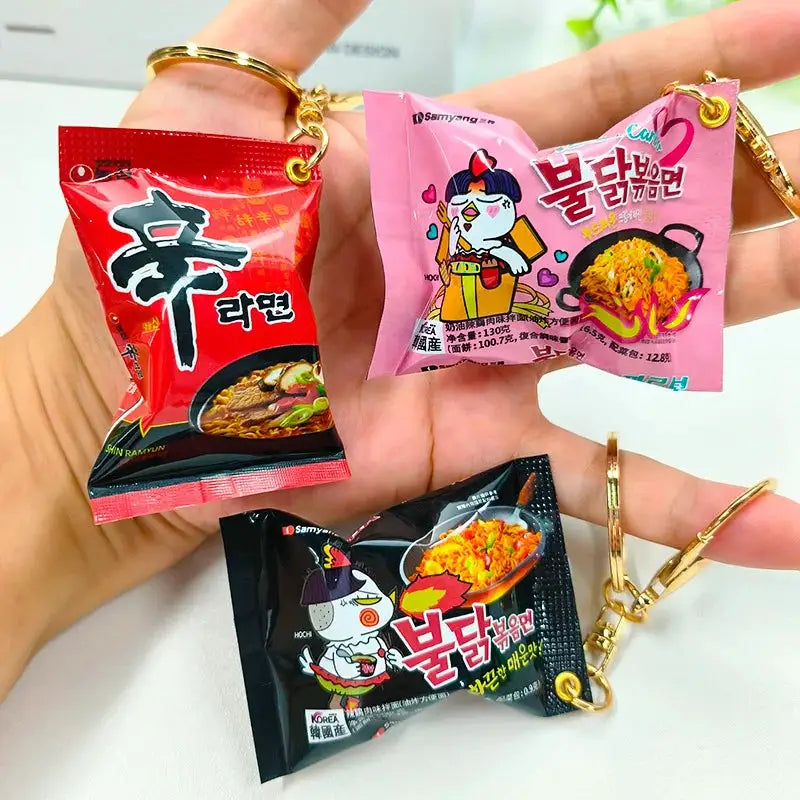 Simulation Instant Noodles Keychain Pendant For Bags Keys And Phones Cute Mini Snack Accessory Great New Year Gift