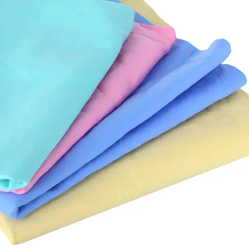 Car towel set with PVA wash quick-dry cloths; four colorful towels in teal, pink, blue and yellow