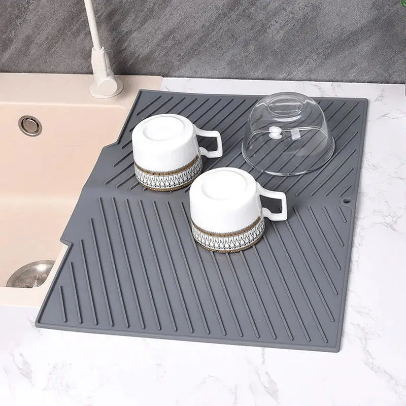 1 Pc Silicone Dish Drying Mat Non Slip Anti Scald Drain Mat For Kitchen Countertop Tableware Organizer