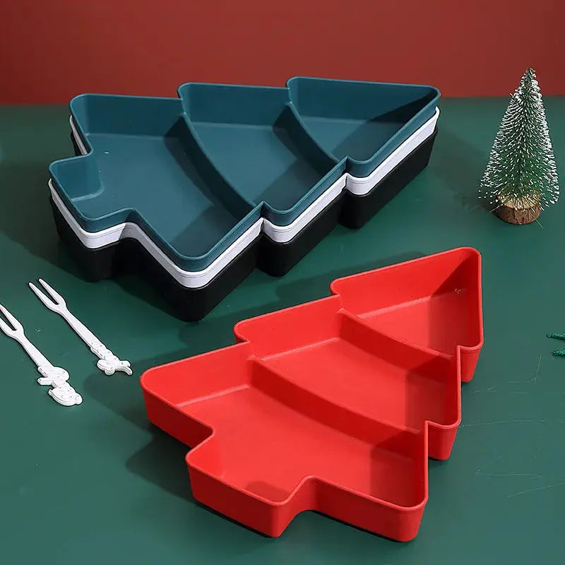 Christmas Tree Shaped Serving Dish Plastic Tableware For Candy Nuts