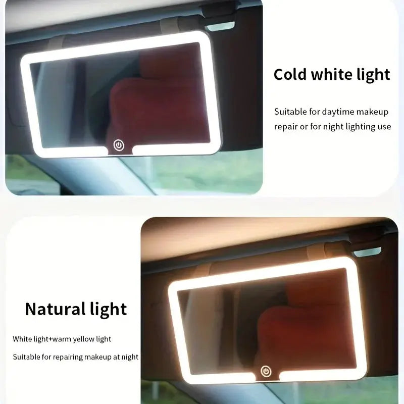 Car Sun Visor LED Makeup Mirror Rechargeable Fill Light For Women And Girls Universal Thin Vanity Mirror