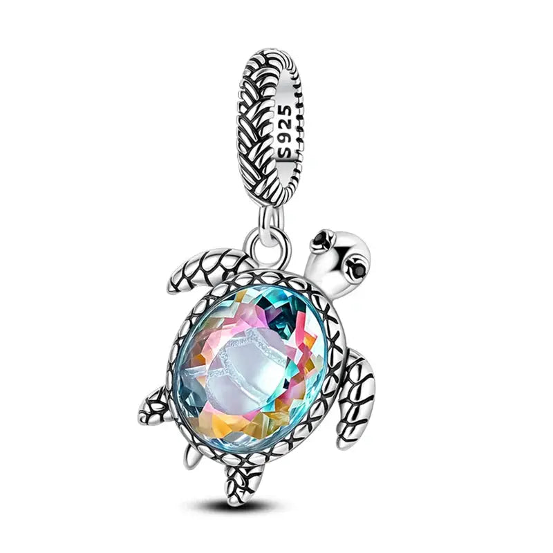 New 925 Sterling Silver Charms Beads Pendants Tree of Life Turtle Gemstone Sunflower for Women Bracelet Jewelry Gift