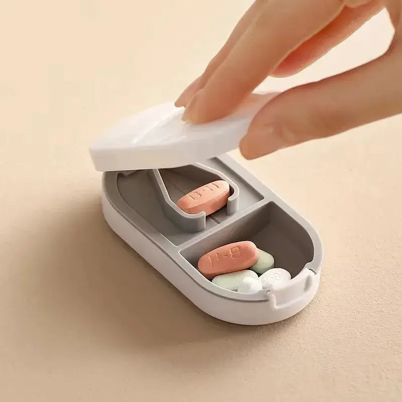 Portable Multiple Pill Cutter With Storage Box Adjustable Pill Splitter Stainless Steel Cutting Blade