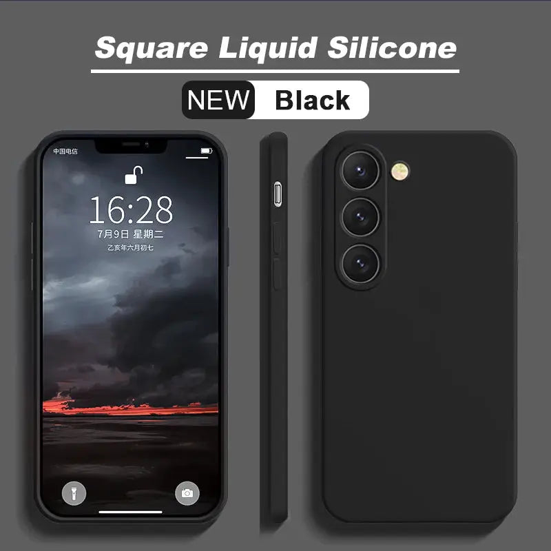 Square Liquid Silicone black phone case for Samsung Galaxy S26/S25/S24/S23/S22 Ultra by Simples Market