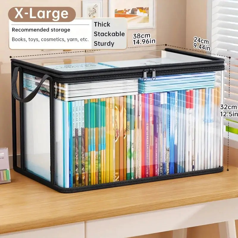 Pvc Storage Bag With Flip Lid And Viewing Window Durable Rectangular Organizer For Toys Crafts Books Snacks