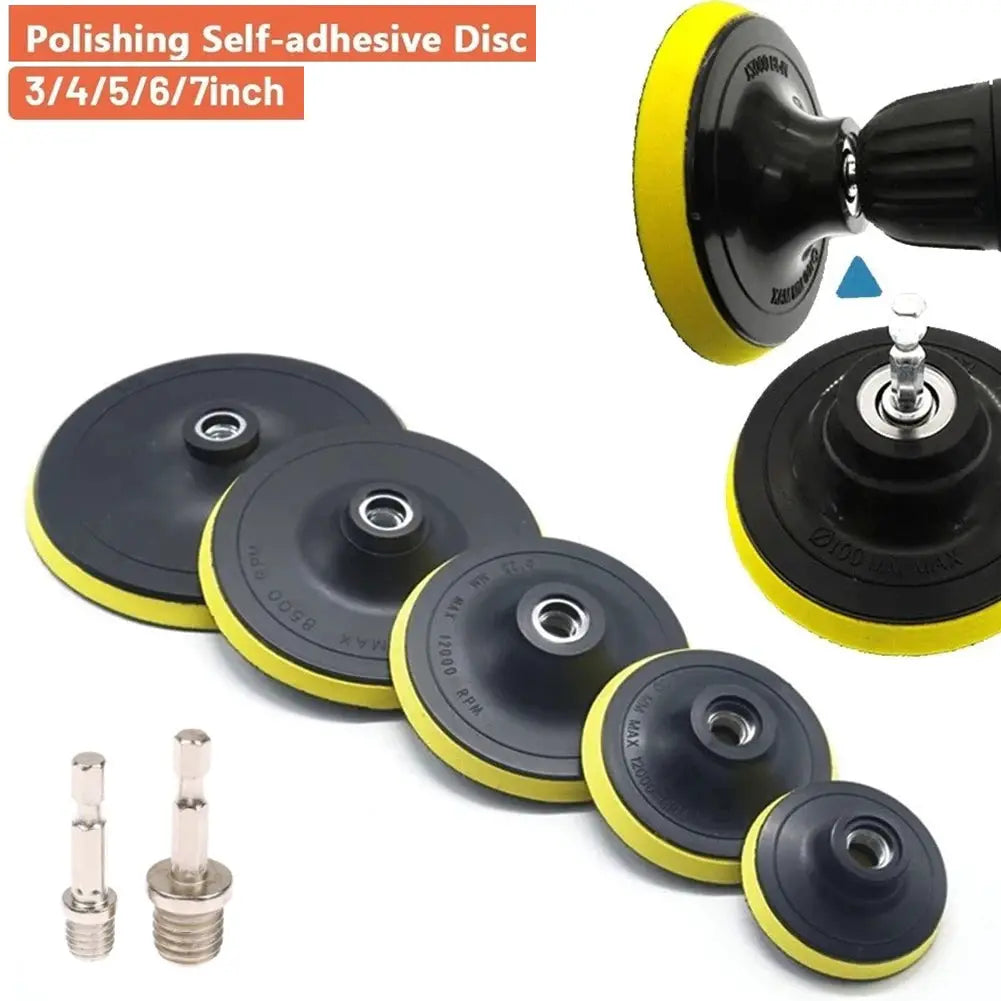 3 To 7 Inch Sanding Disc Backing Pad Set With 10mm And 14mm Drill Rods Self Adhesive Sander Pads For Electric Drills