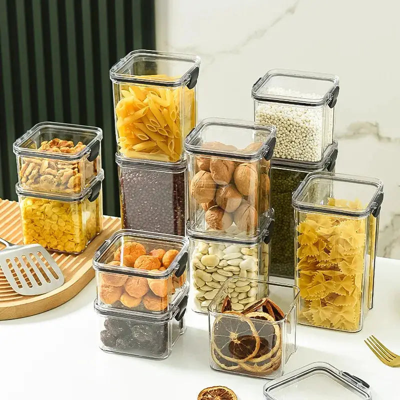 Kitchen Multigrain Snack Sealed Storage Box For Dried Fruit Dry Goods Jar Drawer Moisture Proof PET Plastic Container