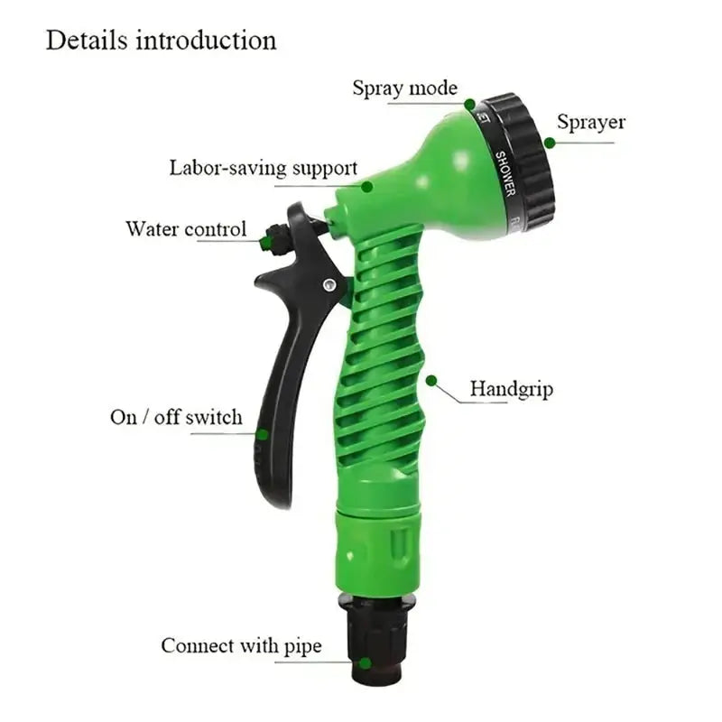 2024 Expandable Magic Hose With High Pressure Car Wash 7 Water Spraying Functions Water Gun Garden Watering Hose