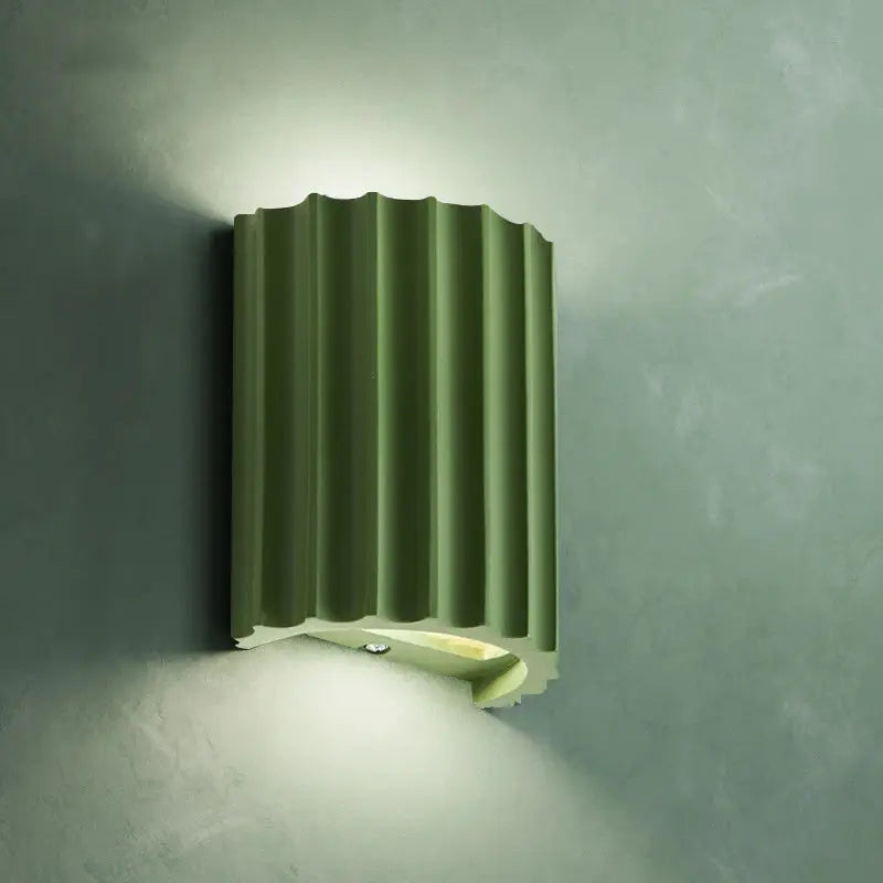 Nordic resin wall lamp by Simples Market, green ribbed wall light for bedroom or living room