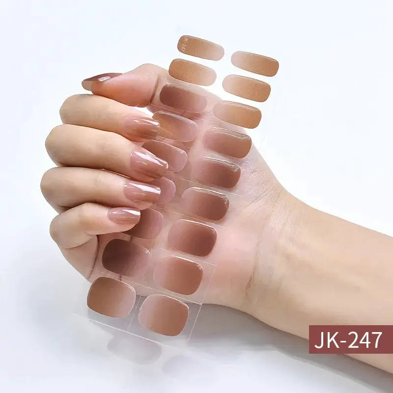 NailLux Semi Cured Nail Wraps For 16 To 20 Tips Easy Full Cover Adhesive Press On Nails Gel Finish UV LED Compatible