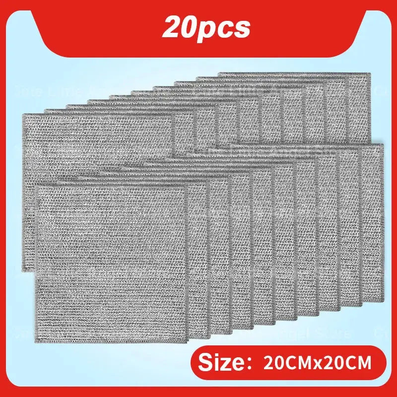 20pcs steel wire cleaning cloths, 20cm x 20cm, metallic scrubbing cloths for pots and pans