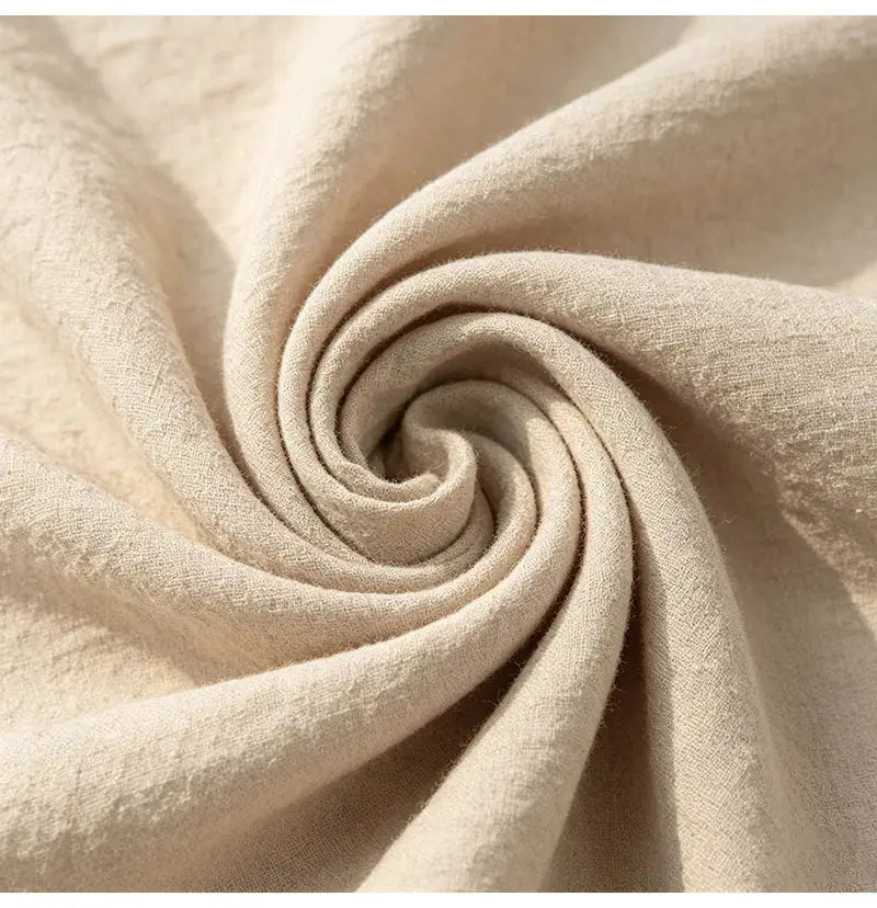 Men's cargo jogger pants fabric swatch in beige, cotton-linen blend