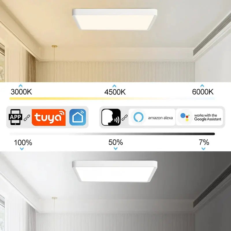 MARPOU Tuya Smart LED square ceiling lamp with app control, adjustable 3000–6000K