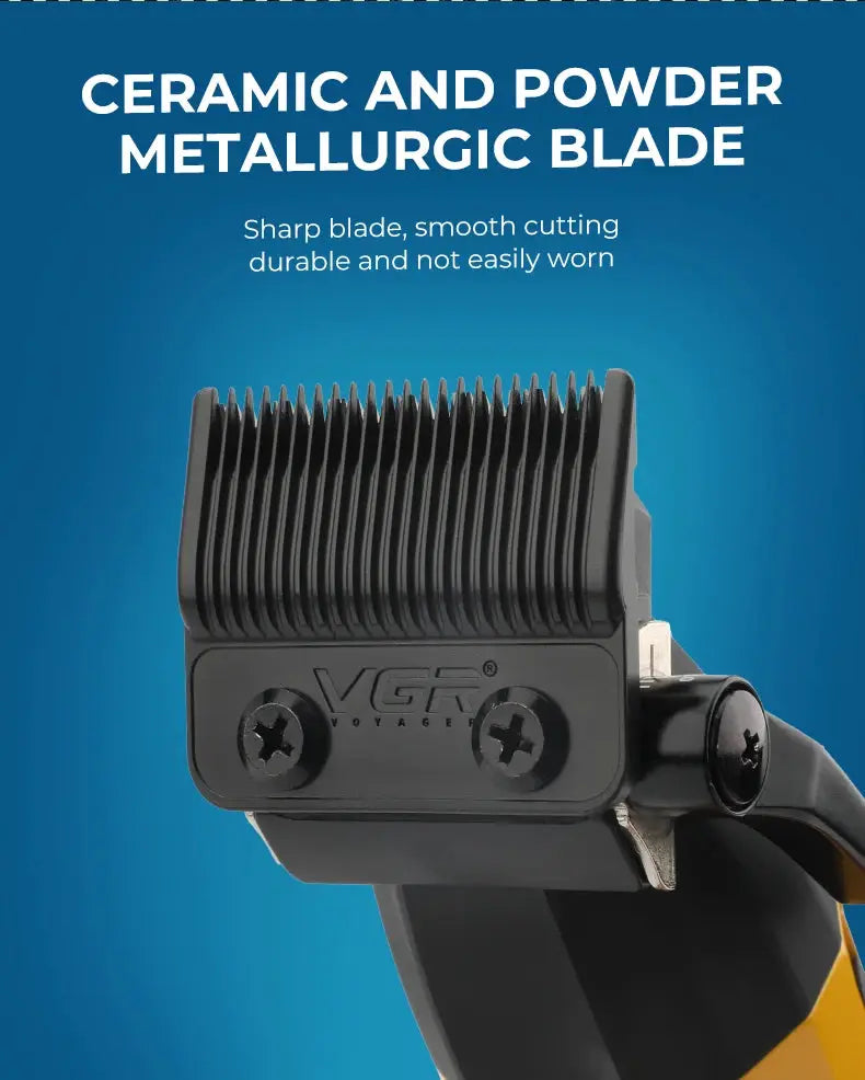 VGR hair trimmer with ceramic blade, black and yellow body