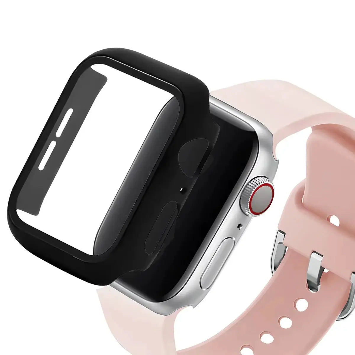 Glass+Case+Strap For Apple Watch band 44mm 40mm 45 41 38 42 46mm Silicone watchbands bracelet iWatch series 11 10 9 7 6 5 4 3 SE