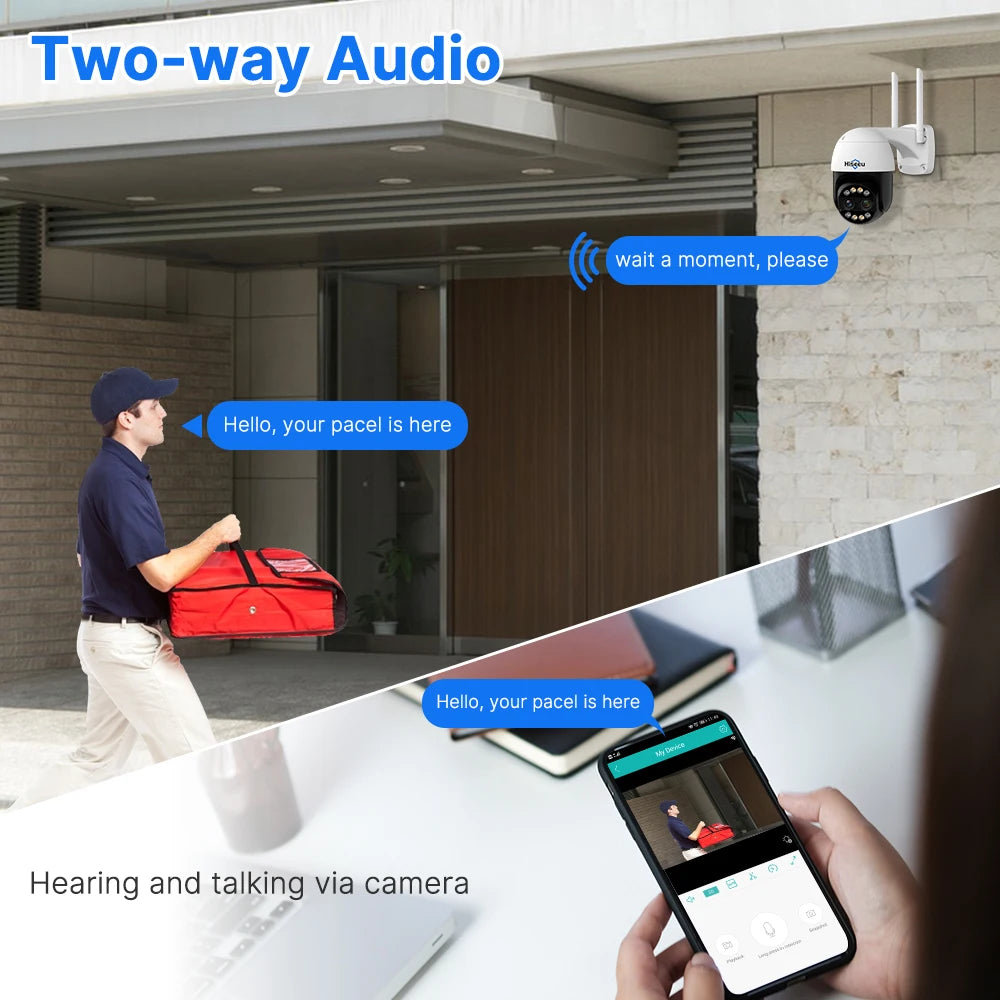 Simples Market Hiseeu 4K 8MP outdoor dual-lens PTZ Wi-Fi security camera with 8x zoom and two-way audio