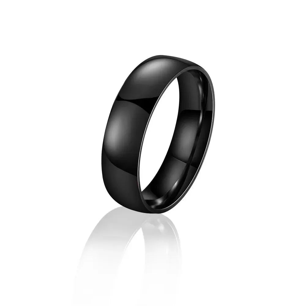 Unisex black stainless steel ring with matte finish by Simples Market for men and women