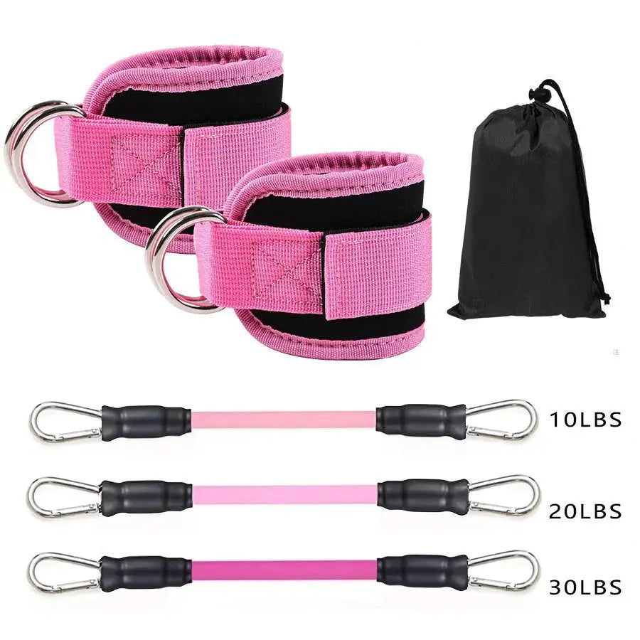 FlexFit Ankle Strap Resistance Bands Set For Hip Strength And Glute Toning At Gym And Home Workouts