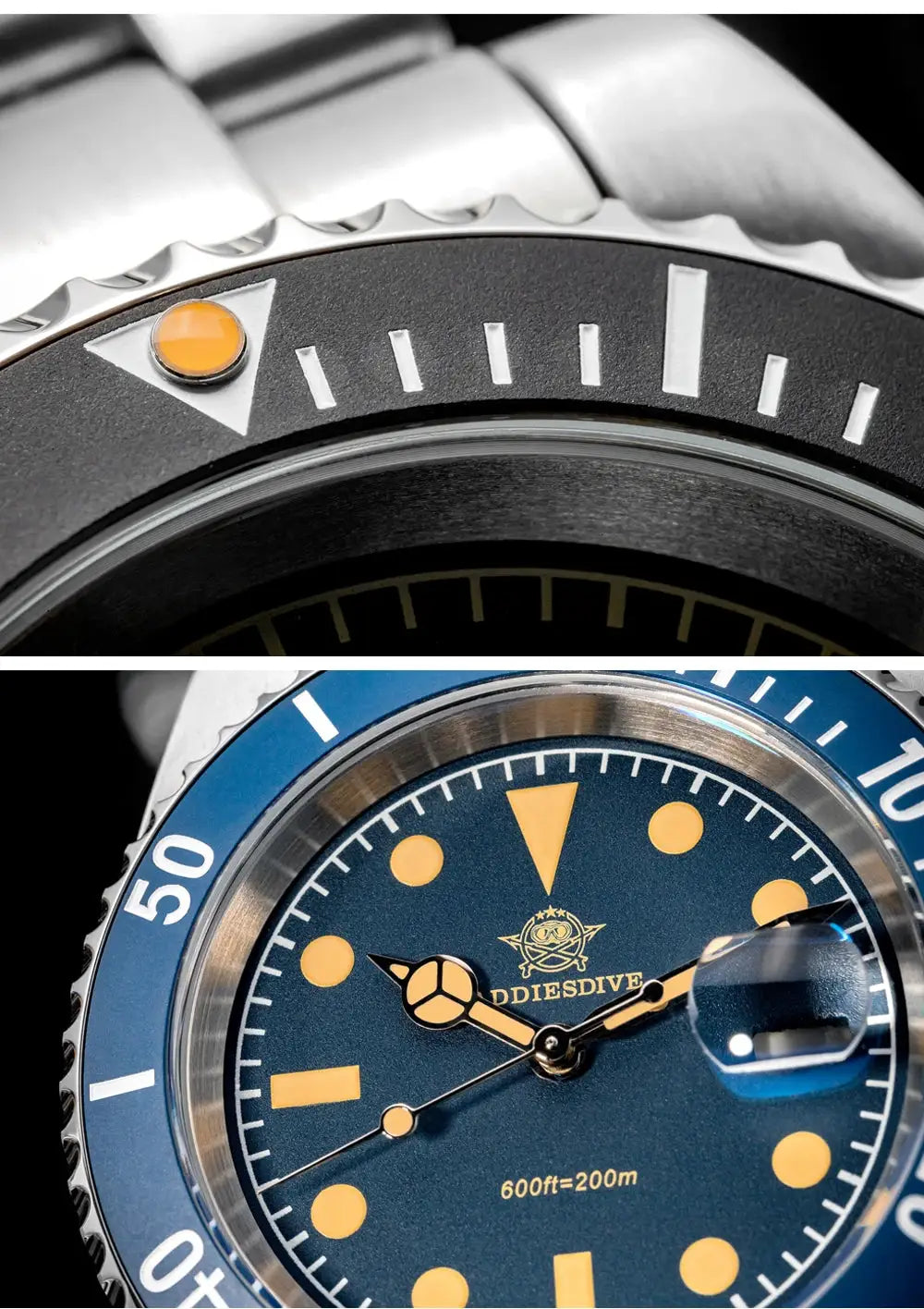 ADDIESDIVE 41mm men's diver watch by Simples Market, blue dial with luminous hands/markers, 200m water resistance