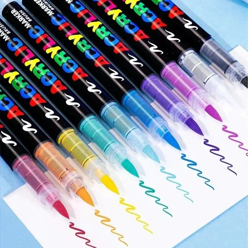GUANGNA 16-color direct-liquid acrylic paint pens set with brush tips