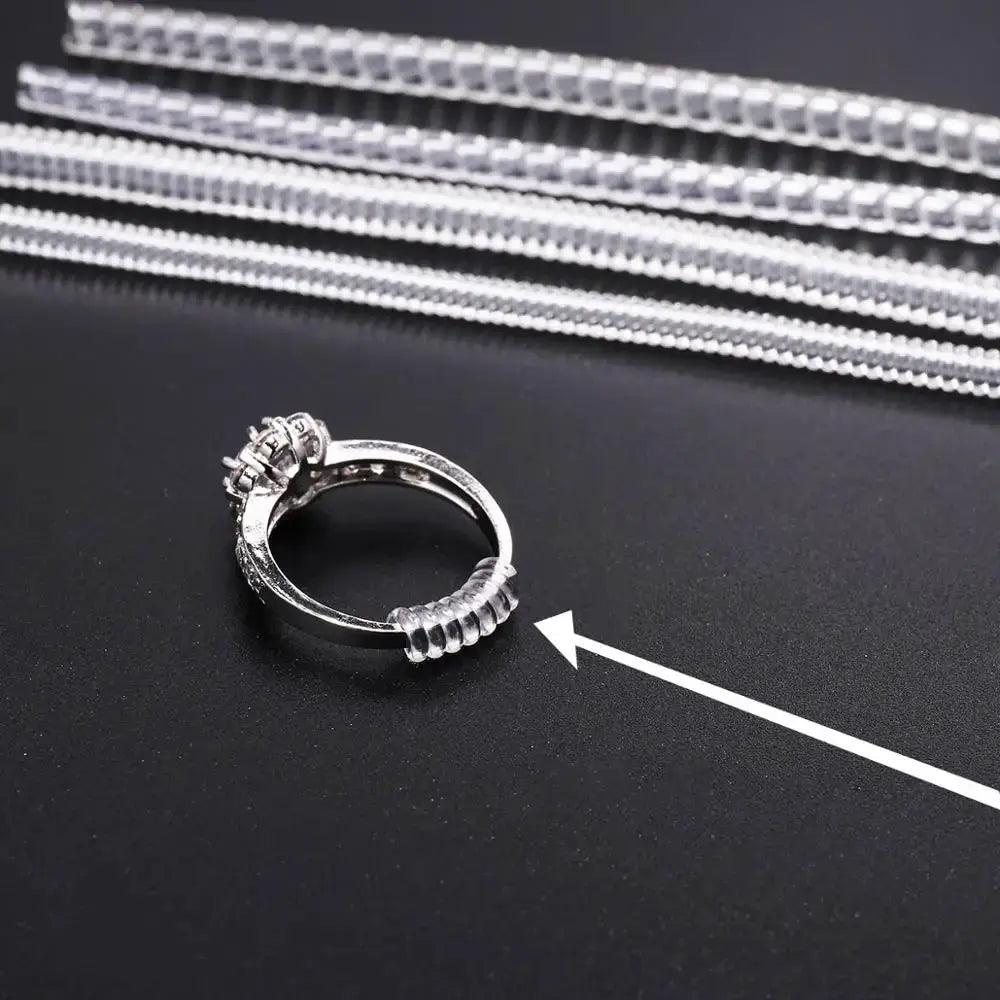 4 Pieces Transparent Spiral Ring Size Adjuster Tools Set For Jewelry Making Spring Coil Guard Tightener Reducer