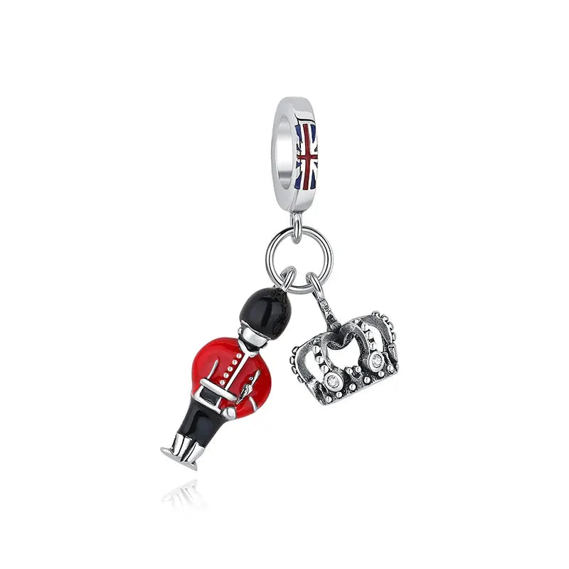 925 Sterling Silver Travel Theme Charms Beads London Bus Paris Suitcase Sam Panda Bracelets Necklaces Women DIY Jewelry