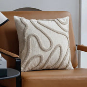 Throw pillow cover, chenille with cream geometric lines, 45x45 decorative cushion for sofa