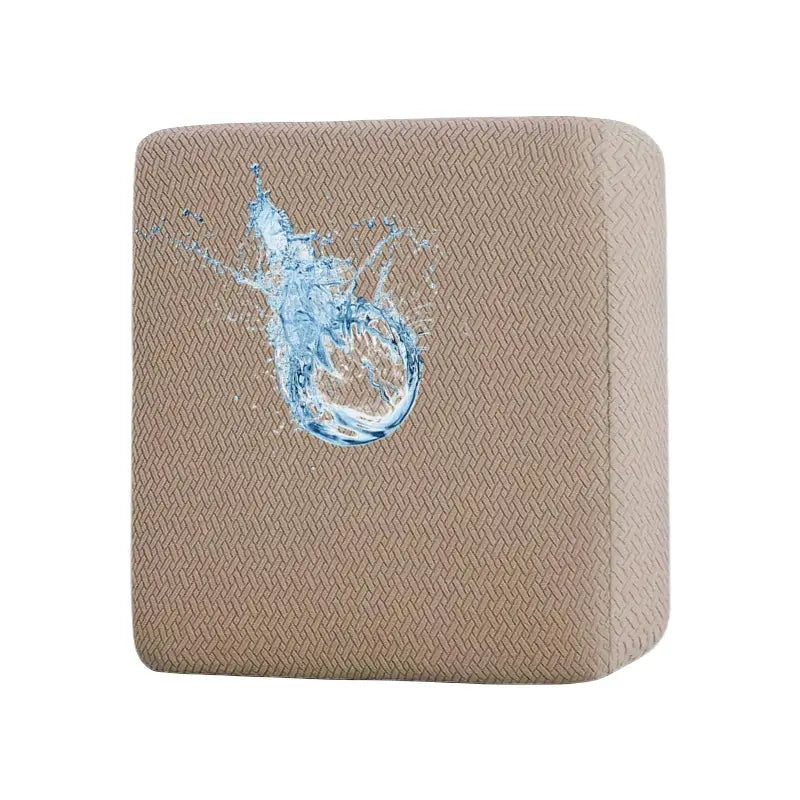 Outdoor sofa cushion cover beige woven texture, waterproof patio slipcover.