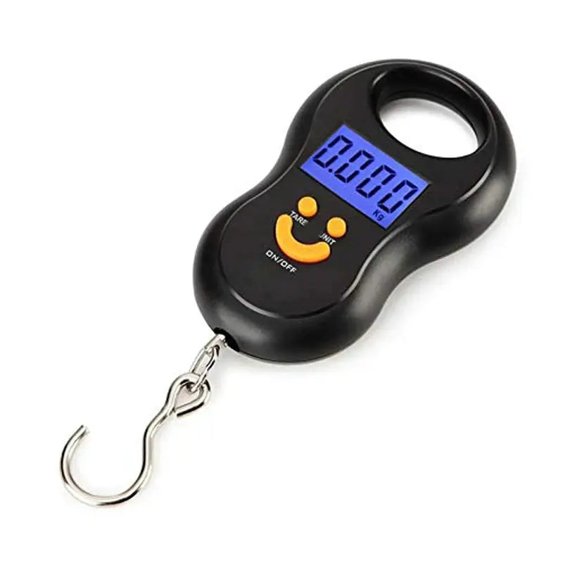 Black Electronic Hanging Scale 50Kg LCD Backlit Digital Scale For Fishing Luggage And Weights With 10g Accuracy