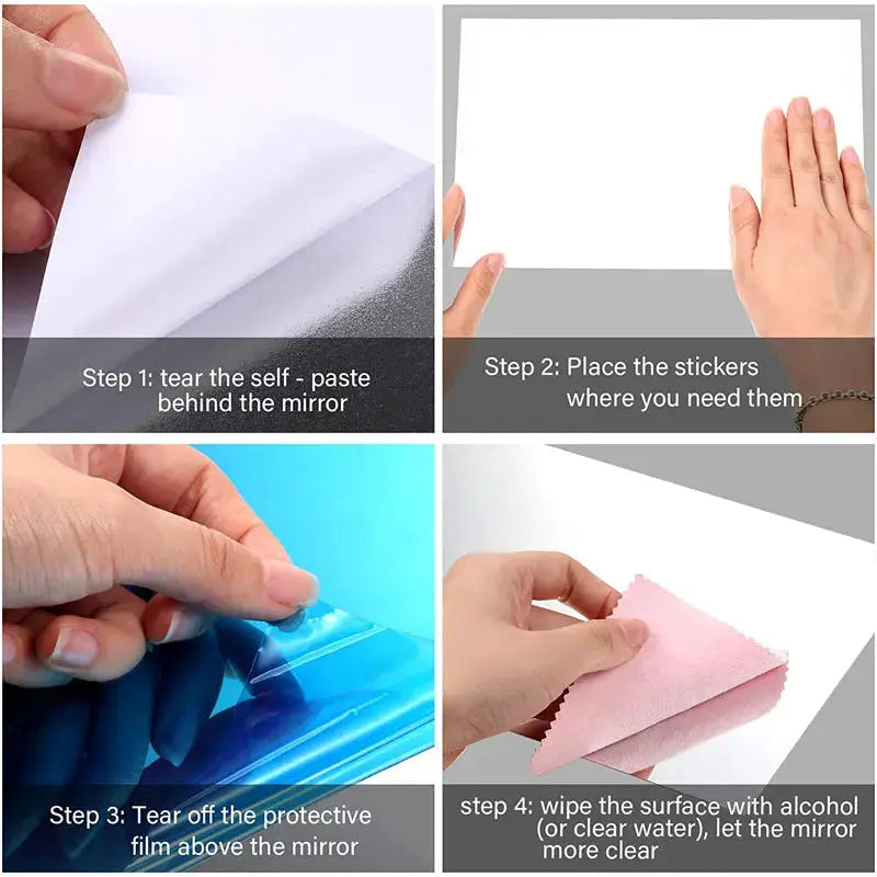 Self-adhesive mirror sheets by Simples Market, 8/12pcs, flexible non-glass removable wall decals for home decor