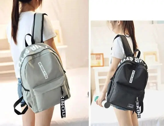 Backpacks by Simples Market; two unisex fashion trend bags in gray and black with large capacity