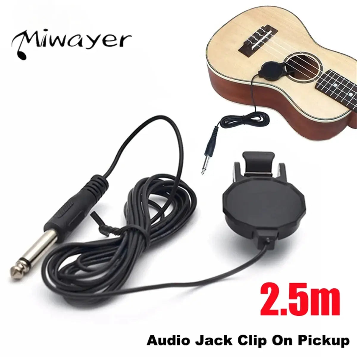 Clip On Piezo Pickup For Acoustic Guitars Mandolins Violins Ukuleles Banjos Bouzoukis With 2.5 Meter Cable