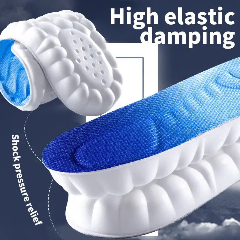 4D Cloud Technology Insoles For Shoes PU Memory Foam Breathable Cushioned Shock Absorption Arch Support For Running