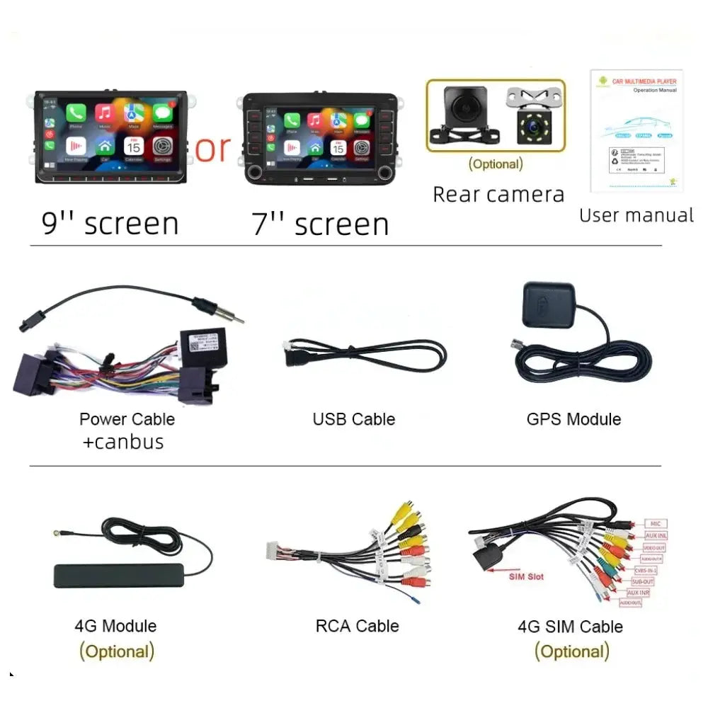 Simples Market 2Din Android car stereo for VW/Skoda with 9- or 7-inch touchscreen, GPS module