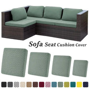 Jacquard patio sofa cushion cover by Simples Market in sage green; universal outdoor stretch protector for 4 cushions